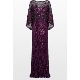 Jenny Packham Ines Sequin-Embellished Dress in Purple Muscadine at Nordstrom, Size 16 Uk