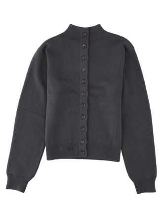 Christophe Lemaire Charcoal Buttoned Cropped Cashmere Cardigan