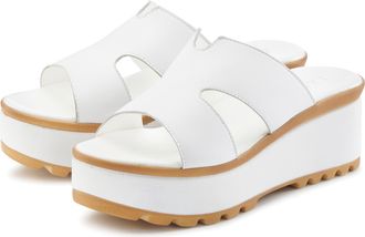 Lascana Pantolette LASCANA Sandale, Sommerschuh, Mule, Damen, Gr. 35, wei&szlig;, Obermaterial: 100% Schafsleder. Decksohle: 100% Lederimitat. Futter: 100% Syntheti