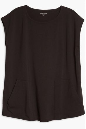 Eileen Fisher Womens Jewel Neck Boxy Jersey Tunic In Black
