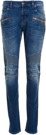 Balmain Ribbed-Detail Skinny Jeans, Waist Size 33