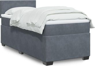 vidaXL Cama Box Spring Con Colch&oacute;n Terciopelo Gris Oscuro 90x200 Cm Vidaxl