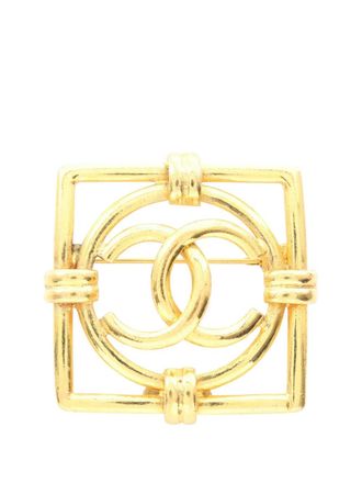 Chanel 1980-1990 Gold Plated CC Square Brooch costume brooch - women - Gold Plated - One Size