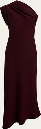 Khaite Coast Pleated Asymmetric Knit Maxi Dress