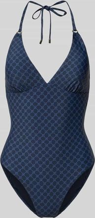 Joop Neckholder-Badeanzug mit Logo-Muster Modell Cortina Beach in Dunkelblau, Gr&ouml;&szlig;e 36