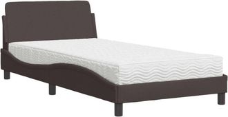 vidaXL Cama Con Colch&oacute;n Tela Marr&oacute;n Oscuro 100x200 Cm Vidaxl