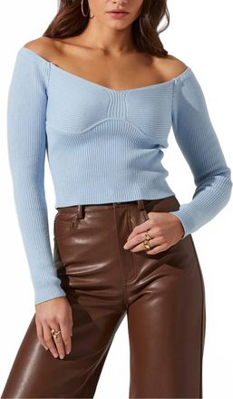 Astr Harlie Off-Shoulder Sweater In Blue