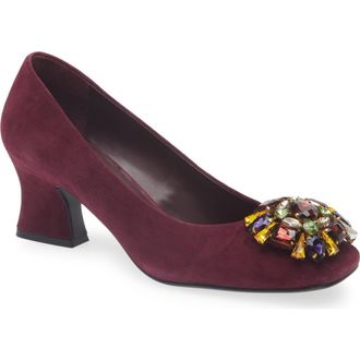 Jeffrey Campbell Panem Crystal Embellished Pump in Wine Suede Multi at Nordstrom Rack, Size 6