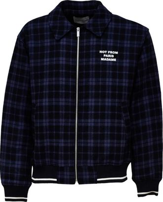 Dr&ocirc;le de Monsieur Gewatteerd Flanellen Jack - Heren - Bomber jackets - Blauw - L - Leer - Jassen