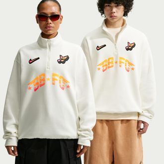 Nike Mens Nike SB Skate 1/2-Zip Fleece Crew-Neck Sweatshirt in White | IM5463-133