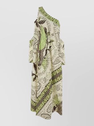 Tory Burch one shoulder paisley midi draped dress