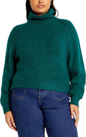 City Chic Demi Turtleneck Sweater in Teal at Nordstrom, Size Xxs