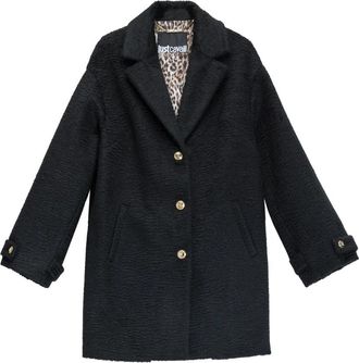 Just Cavalli Cappotto Faux Astrakan - Dames - Mantel - Zwart - L - Polyester - Jassen