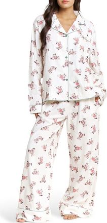Honeydew Intimates Snooze Mode Long Pajamas in Ivory/Teddies at Nordstrom, Size X-Small