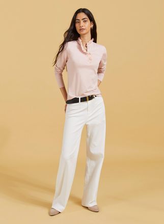 Baukjen Womens Organic Stretch Cotton Pocket Wide Leg Jeans - White - Size 16 UK