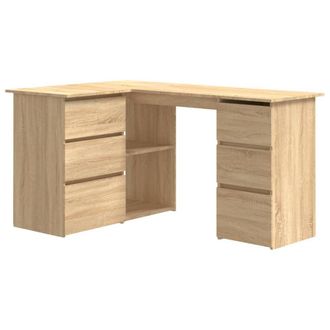 Berkfield Home Corner Desk Sonoma Oak 145x100x76 cm Engineered Wood in Light Oak | Size: 145 x 100 x 76 cm