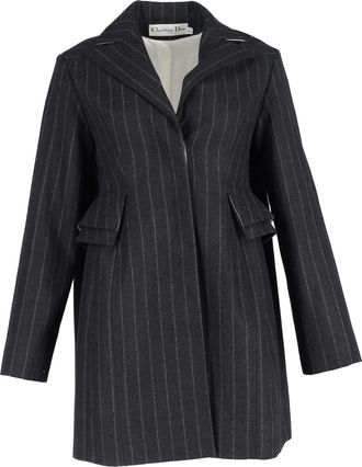 Dior Pre-owned Womens Christian Pinstripe Single-Breasted Blazer in Grey Wool - Size EU 38 (Womens)