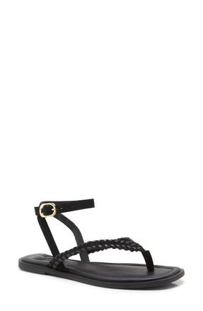 Free People Waverly Whipstitch Ankle Strap Sandal in Black Tide at Nordstrom, Size 8.5