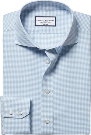 CHARLES TYRWHITT Non-Iron Poplin Gingham Wool Shirt