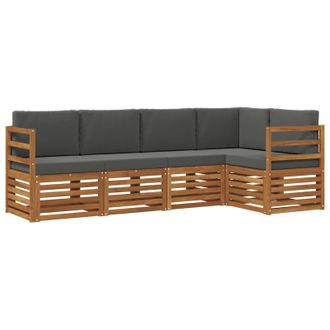 vidaXL Conjunto De Sof&aacute; Seccional Con Coj&iacute;n 5 Pcs Natural Y Antracita Vidaxl
