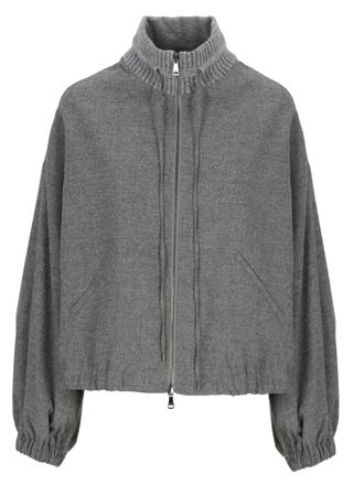 D.exterior Grey Wool Bomber Jacket