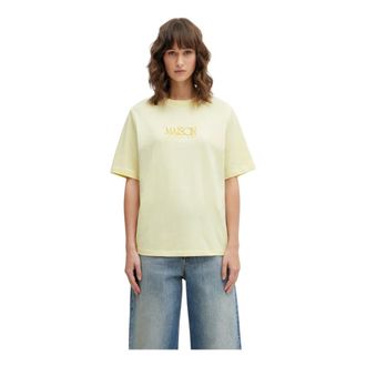 Maison Kitsun&eacute; Album Logo Comfort T-shirt - Dames - Tops - Geel - Maat: M Katoen