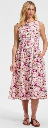 Lands End Poplin Boatneck Midi Dress in Ivory/soft Blush Blooms at Nordstrom, Size X-Small P