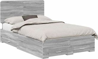 vidaXL Estructura De Cama Con Cabecera Gris Sonoma 120 X 190 Cm Vidaxl