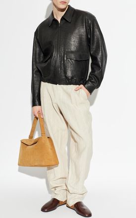 Giorgio Armani Linen Trousers With A Striped Pattern, Mens, Cream