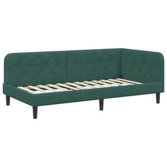 vidaXL vidaXL Cornice del letto ad angolo Verde Scuro 90 x 190 cm Velluto