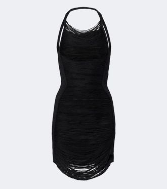 The Attico Fringed halterneck minidress