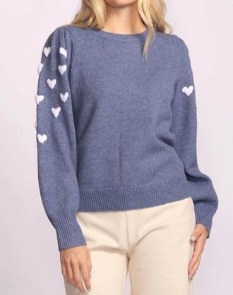 Pink Martini Revello Knit Crewneck Sweater In Blue