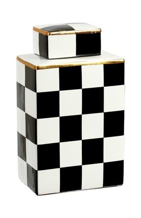 Mark Roberts Checkered Box Jar with Lid 9 in Black at Nordstrom