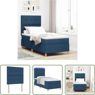 vidaXL Vidaxl Cama Box Spring Led Con Cabecera Azul 90 X 190 Cm Tela