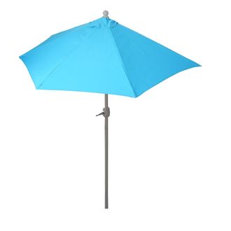Hhg Nunca Usado] Parasol De Media Ca&ntilde;a Parla, Parasol De Balc&oacute;n, Poli&eacute;ster/aluminio Uv 50+ 3kg, 270cm Turquesa Sin Soporte