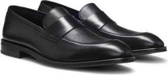 BOSS Leather loafers with plain penny trim