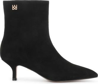 Kazar Zwarte su&egrave;de laarzen met monogram van Kazar - Dames - Laarzen met Hak - Zwart - 38 EU - Su&egrave;de - Schoenen