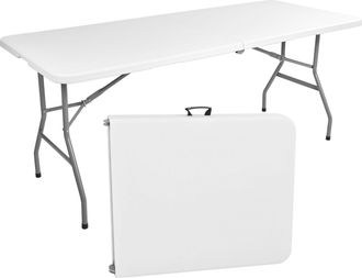 OEM Mesa De Catering Feta White Plegable En Maleta, 180 Cm, Blanca