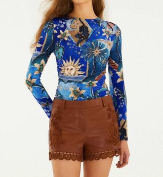 Farm Rio Mystical Jersey Blouse In Blue