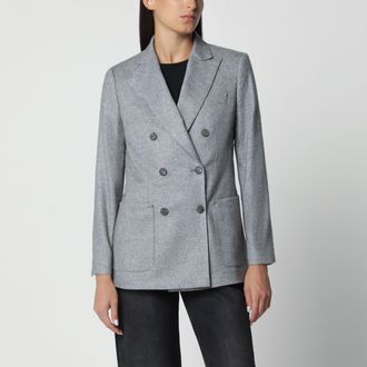 Max Mara Blazer doppiopetto in seta e cashmere grigio