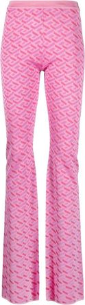 Versace La Greca jacquard flared trousers - women - Silk/Viscose/other fibers - 38 - Pink