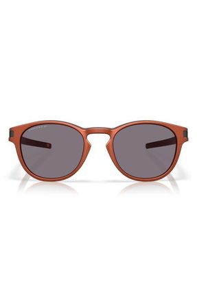 Oakley Latch 53mm Prizm Polarized Round Sunglasses in Matte Fire Orange /Grey at Nordstrom