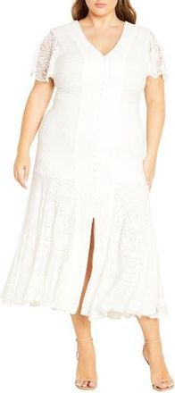 City Chic Christa Lace Shift Dress in Ivory at Nordstrom Rack, Size Xxl/24W