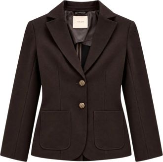 Yes-Zee Single-breasted Blazer - Dames - Blazers - Bruin - XS - Leer - Jassen
