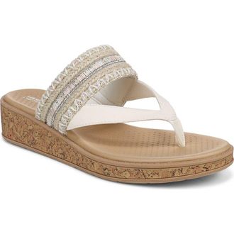 Life Stride Birdie Wedge Flip Flop in Natural Tan /White Multi at Nordstrom, Size 8.5