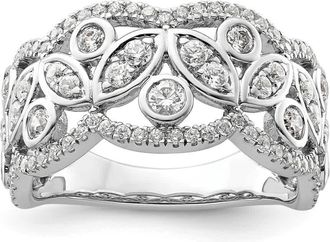 Diamond2Deal 14k White Gold Lab Grown Diamond Wedding Band Ring 0.9Ct Clarity- VS Color- G-H