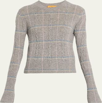 Guest In Residence Cashmere Shrunken Check Crewneck Sweater