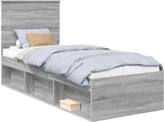 vidaXL Estructura De Cama Con Cabecera Gris Sonoma 75 X 190 Cm Vidaxl