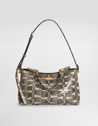 Dolce & Gabbana Medium Vittoria Shoulder And Crossbody Bag In Elaphe - Woman Shoulder And Crossbody Bags White Onesize