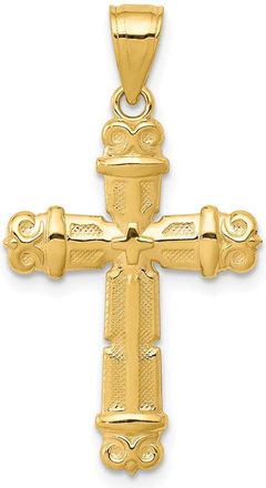 Diamond2Deal 10k Yellow Gold Fleur de Lis Cross Pendant